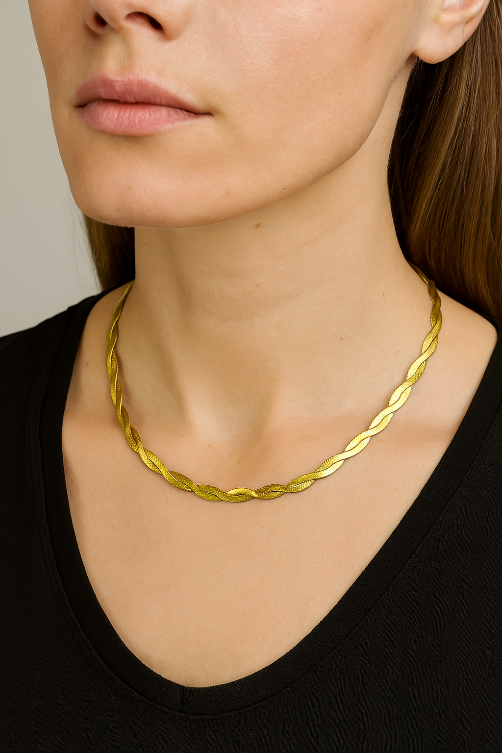 Gedrehte Punk-Halskette mit flacher Schlangenkette für Damen