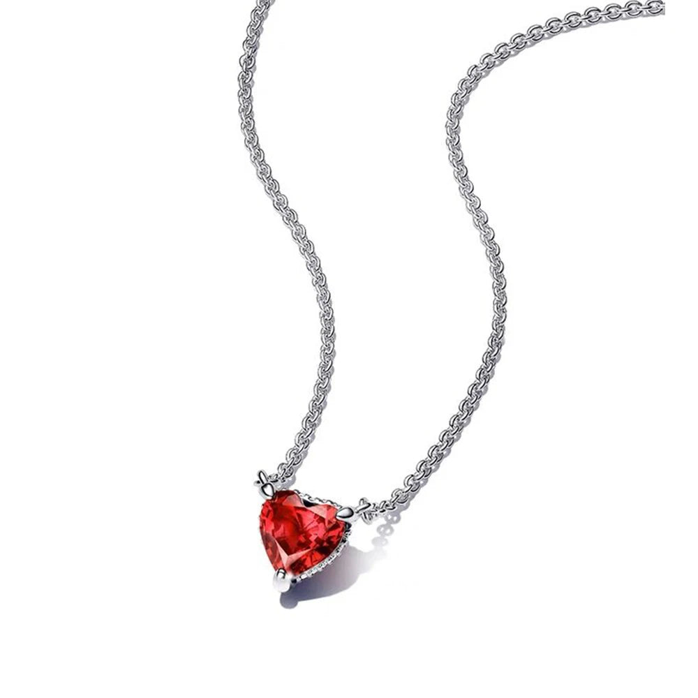 Red Rubin Heart - Minimalist Halskette