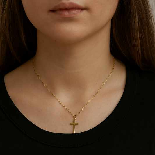 Halskette mit Kreuzanhänger aus Edelstahl für Damen