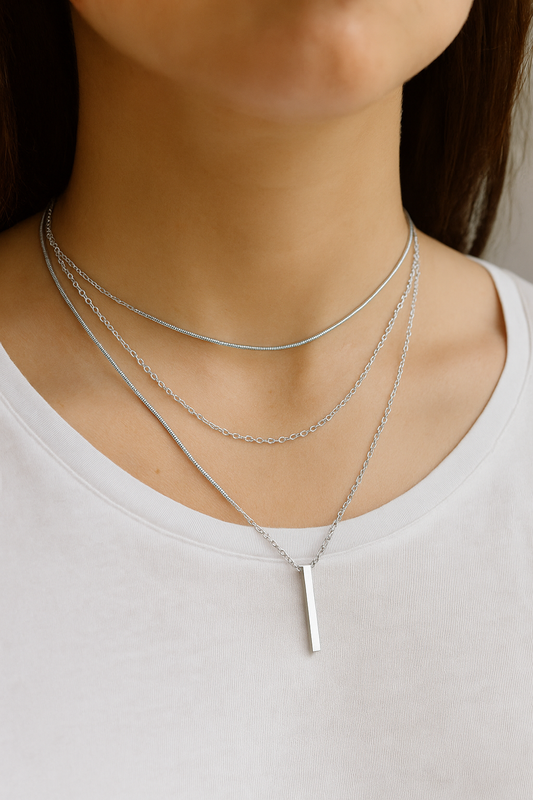 Vintage-Halskette mit mehrlagigem Metallstab-Anhänger für Damen