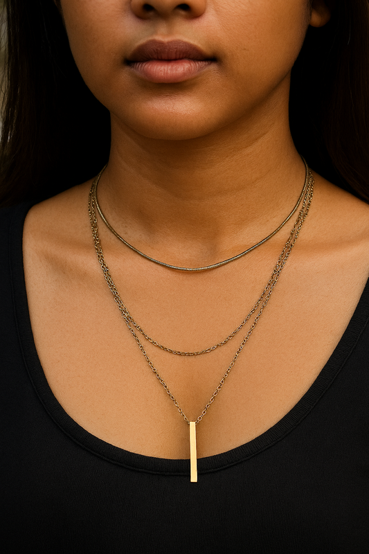 Halskette mit Metallbarren-Anhänger für Damen