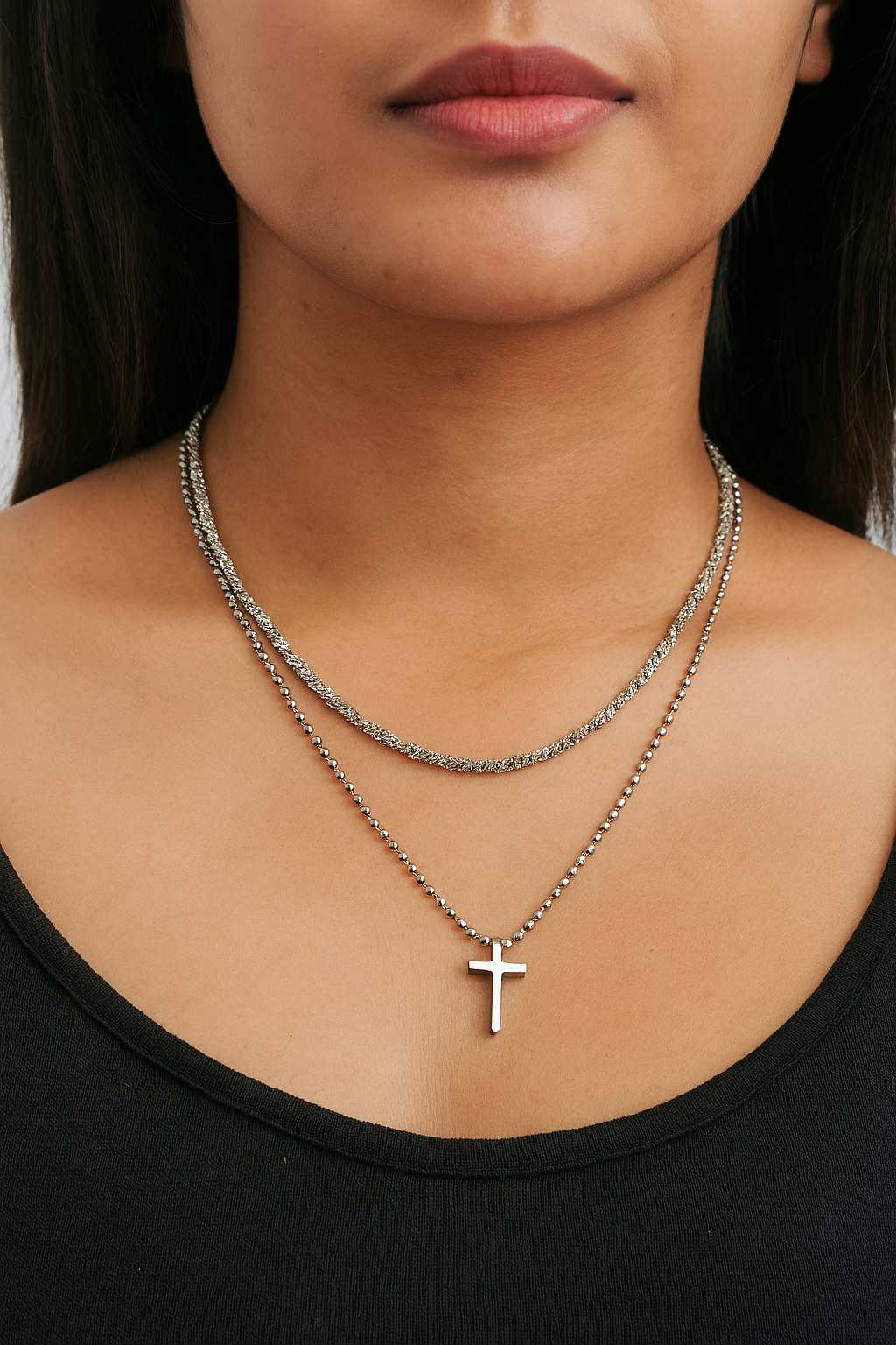 Trendy, schlichte Unisex-Kreuz-Halskette