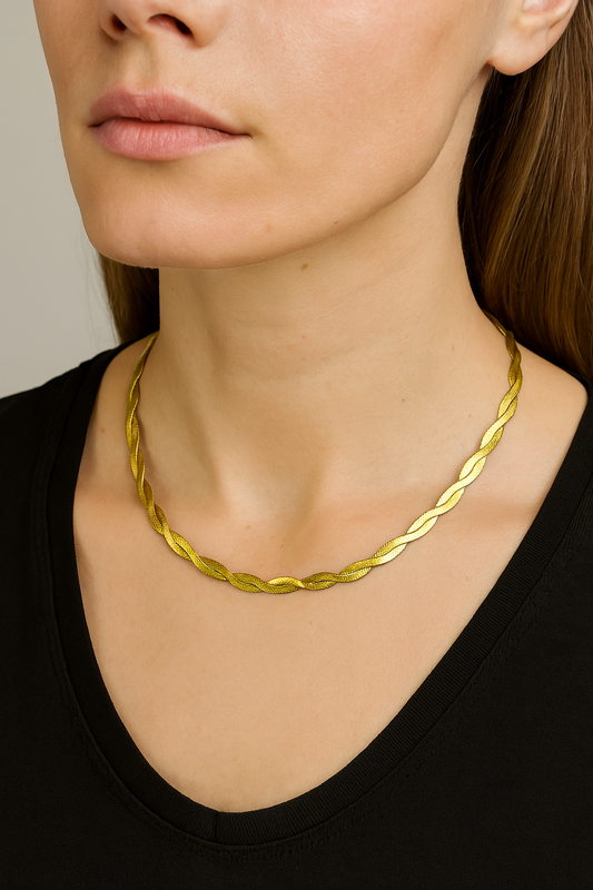 Gedrehte Punk-Halskette mit flacher Schlangenkette für Damen