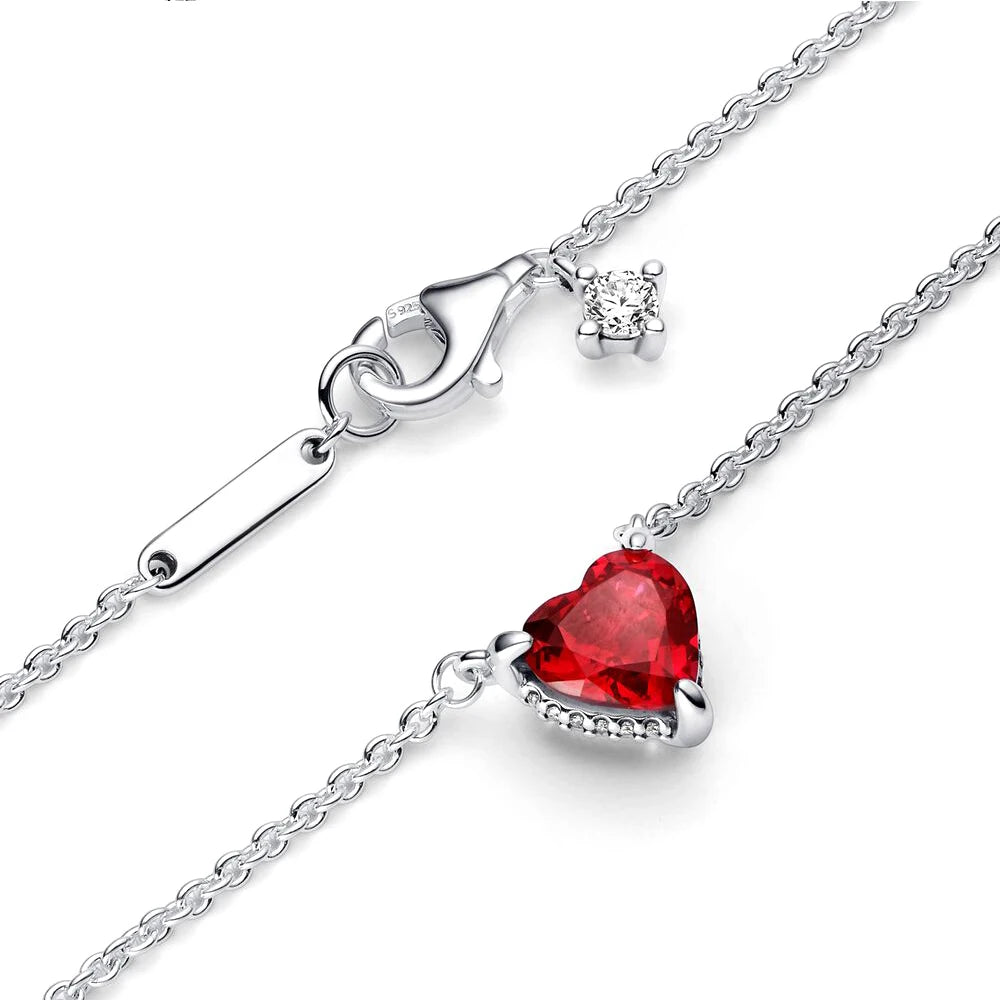 Red Rubin Heart - Minimalist Halskette